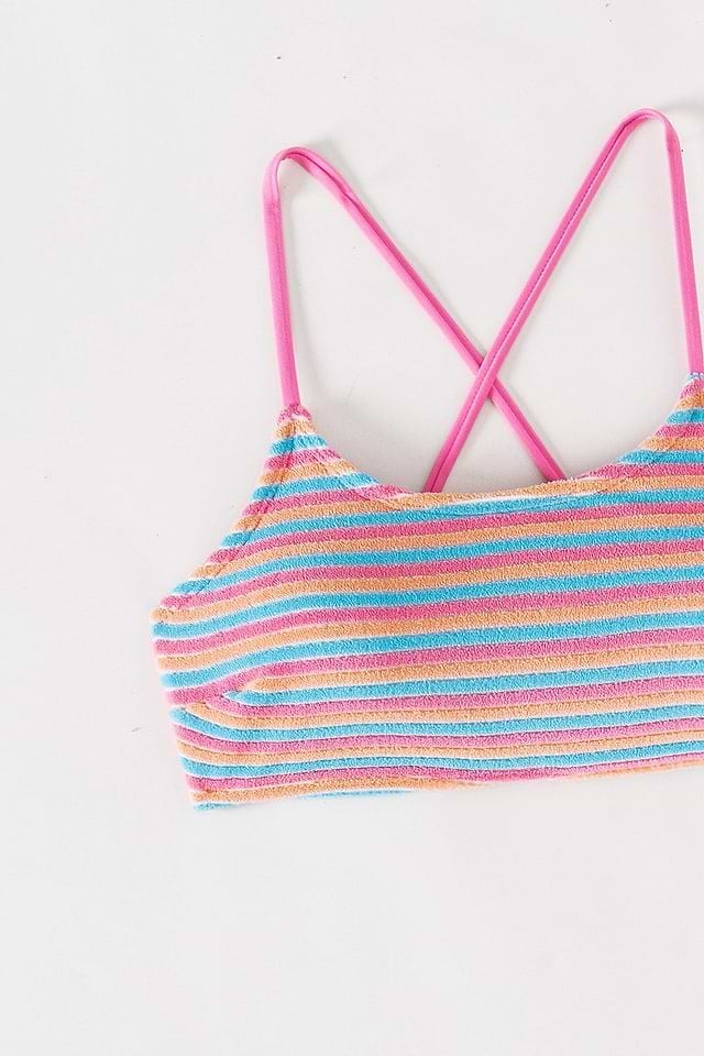 CUPSHE Multicolored Striped Scoop Neck Bikini Set 8