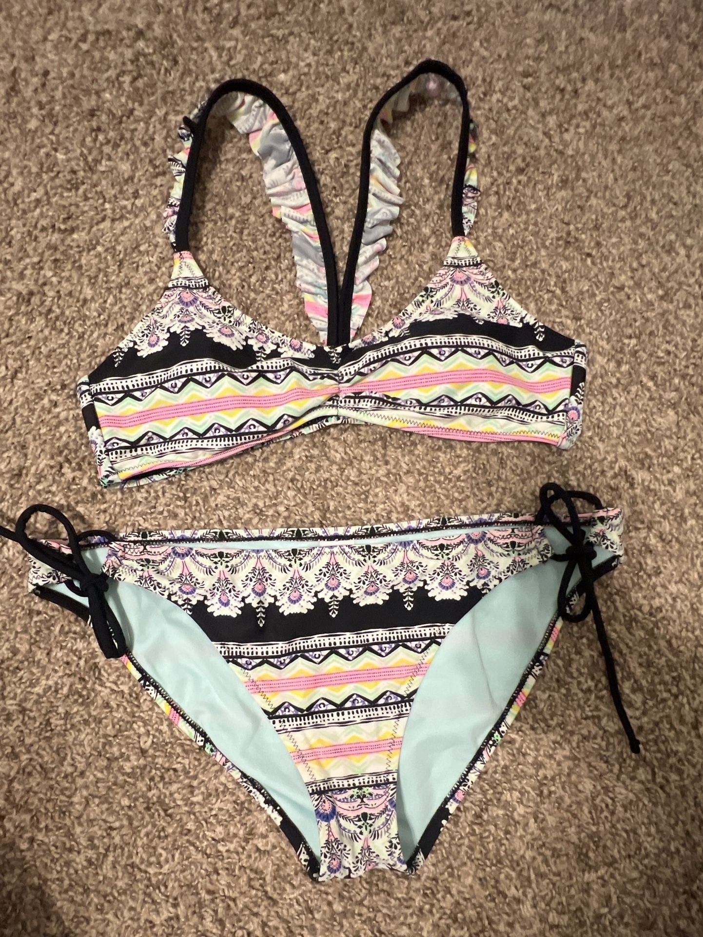 Raisins Women's Barbados Bound Angel Ruffle Bralette Bikini Set Size L 1