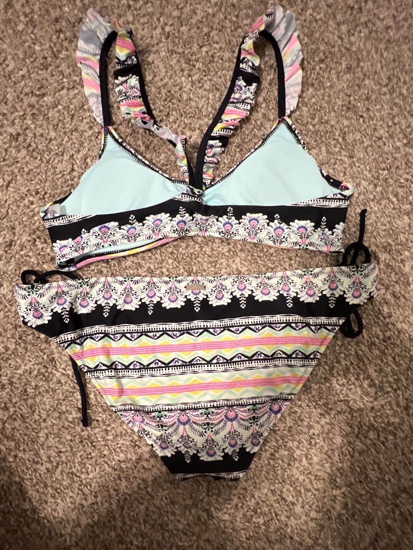 Raisins Women's Barbados Bound Angel Ruffle Bralette Bikini Set Size L 2