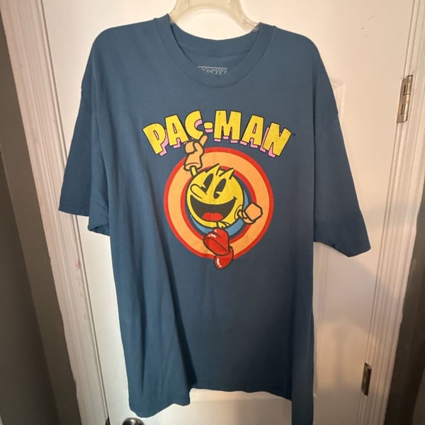 Pac-Man Mens Big & Tall Blue Graphic Tee Short Sleeve Crew Gamer T-Shirt 3XL