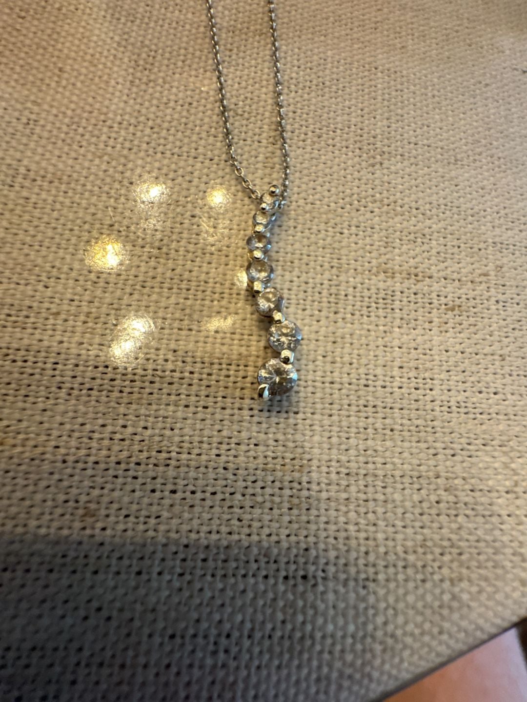 925 Italy Sterling Silver Graduated CZ Journey Pendant Necklace 3