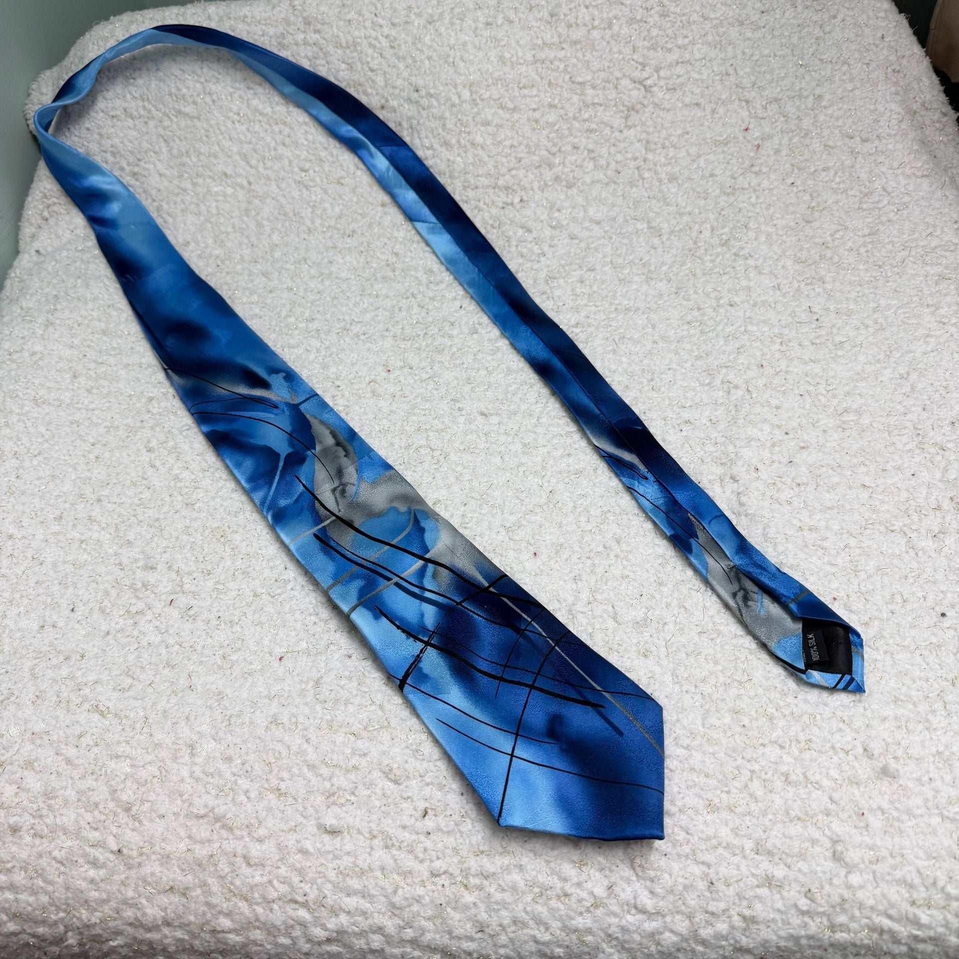 J. Garcia Poet Absorbs The War Collection Fifty-Nine 100% Silk Blue Abstract Tie 6