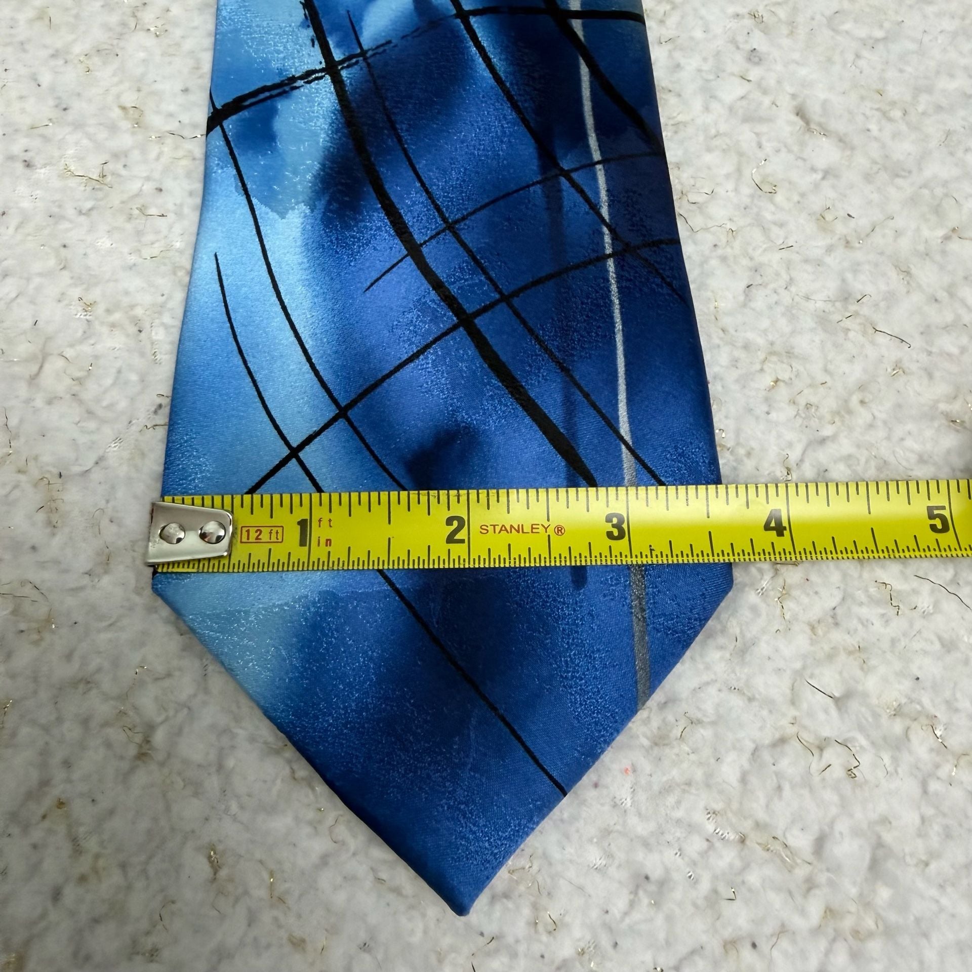 J. Garcia Poet Absorbs The War Collection Fifty-Nine 100% Silk Blue Abstract Tie 7