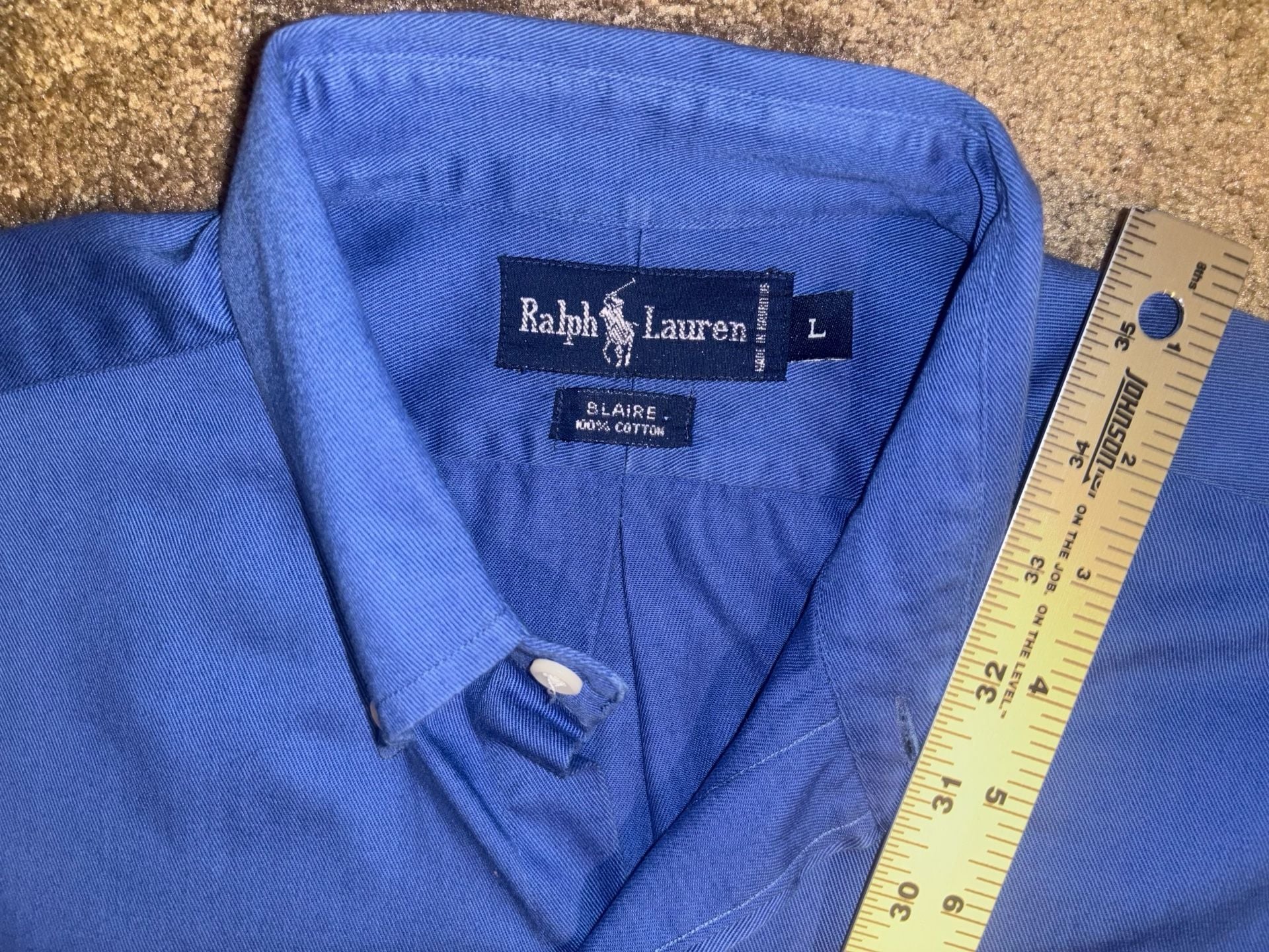 Vintage 90s Ralph Lauren Blaire Shirt Mens L Blue Cotton Button Down Red Pony 3