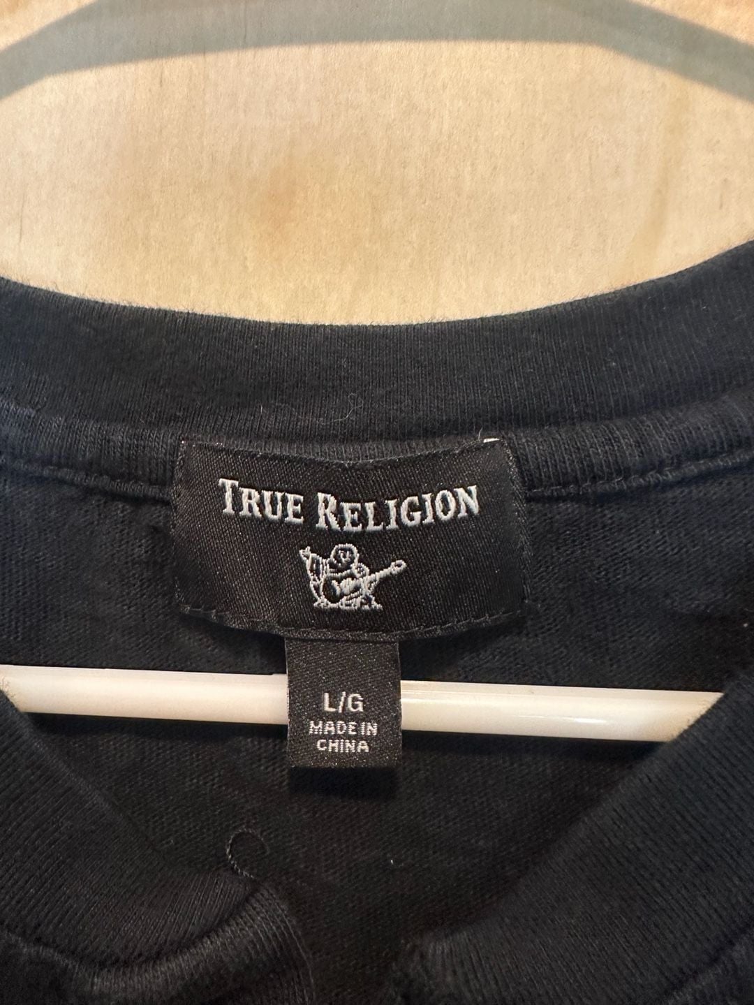 True Religion Short Sleeve Henley Shirt Black Size L 6