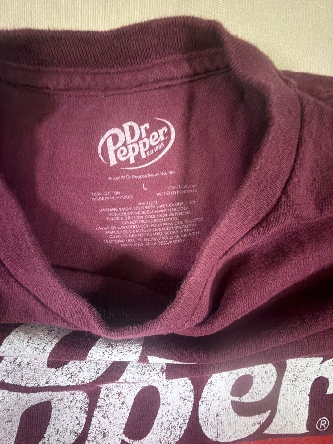 Dr Pepper Men's Distressed T-Shirt Established 1885 Short Sleeve Maroon Large 3