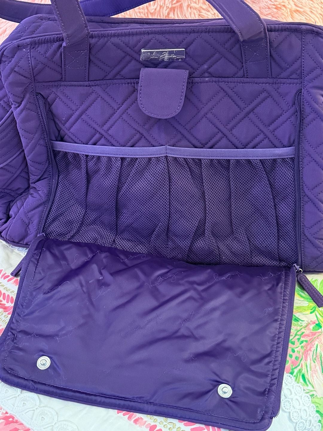 Vera Bradley Purple Quilted Microfiber Baby Bag Diaper Bag 4