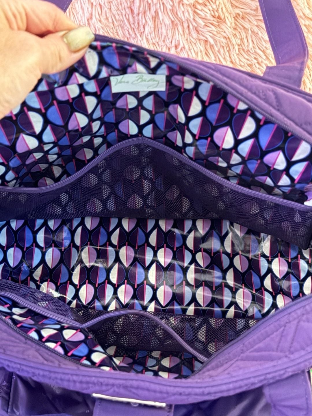 Vera Bradley Purple Quilted Microfiber Baby Bag Diaper Bag 6