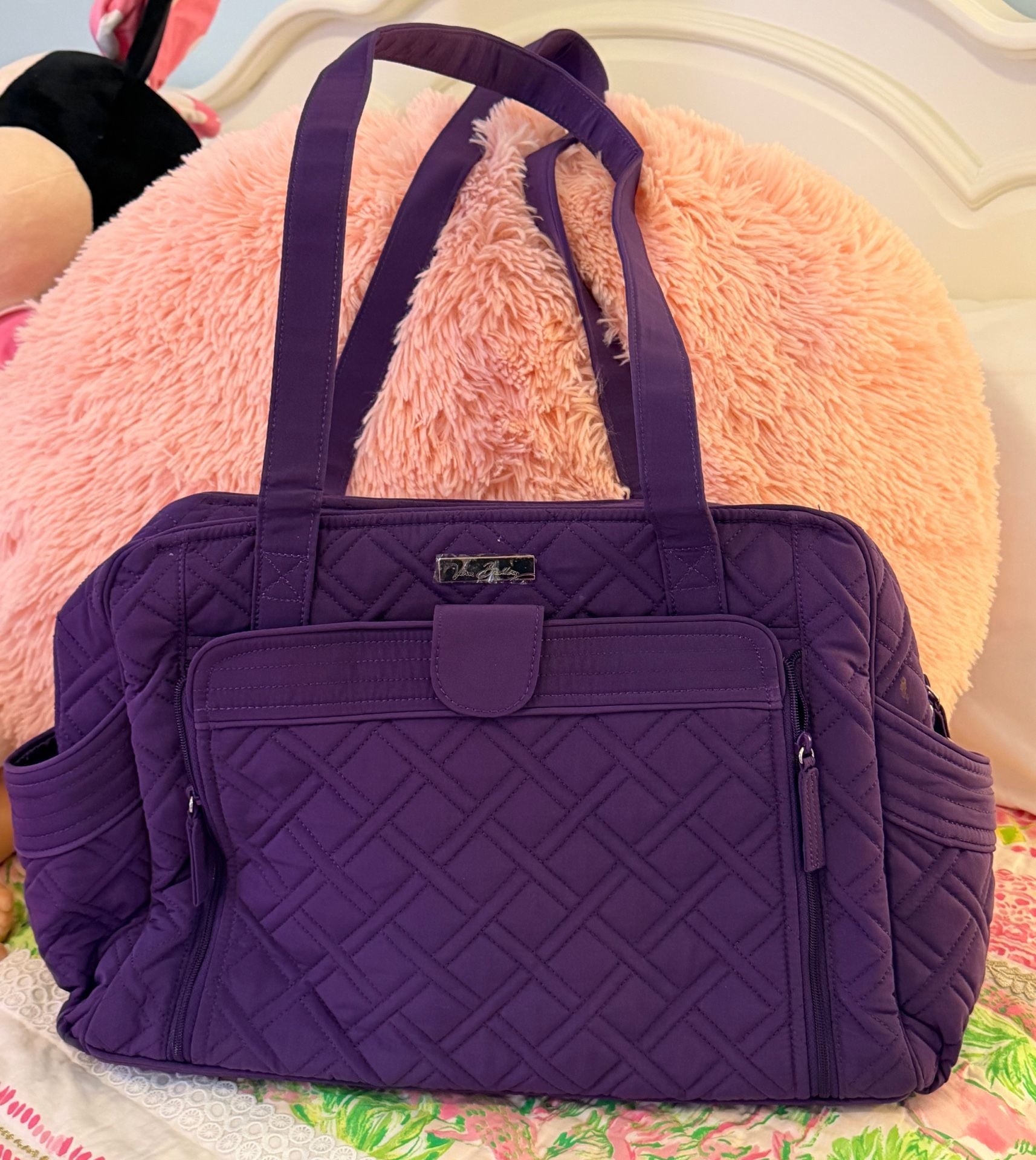 Vera Bradley Purple Quilted Microfiber Baby Bag Diaper Bag 2