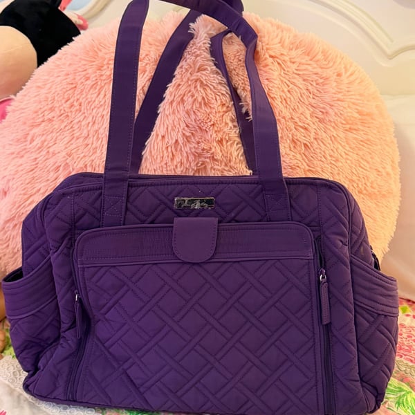 Vera Bradley Purple Quilted Microfiber Baby Bag Diaper Bag