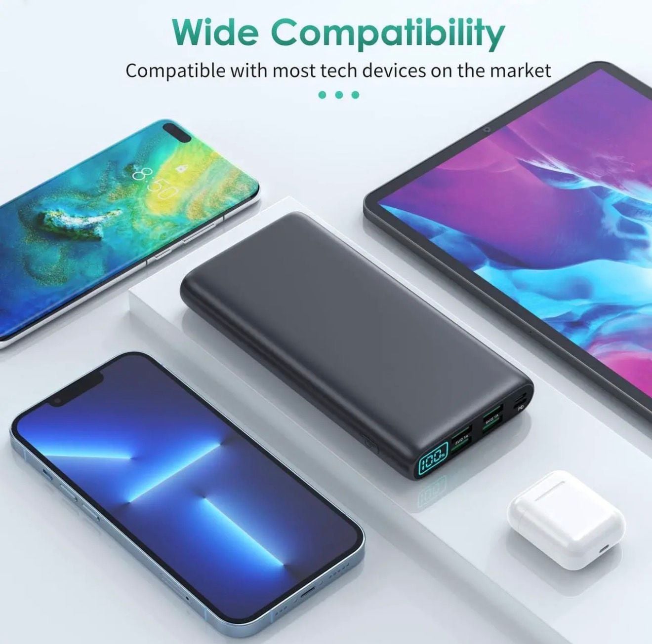 Portable Charger 38800mAh, LCD Display Power Bank, 4 USB Outputs 3