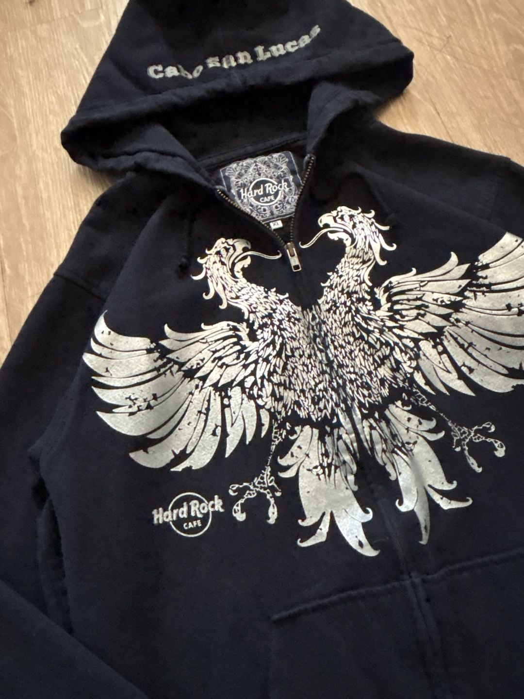 Hard Rock Cafe Cabo San Lucas Eagle Graphic Full Zip Hoodie XL 3