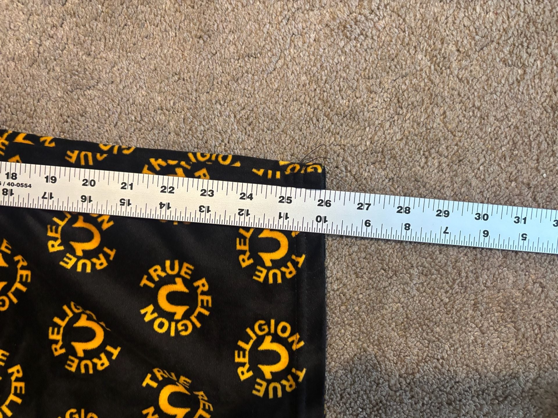 True Religion Men L Pajama Pants Black Gold All Over Print Logo Sleepwear Soft 6