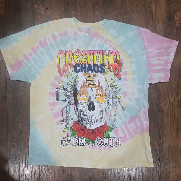mnml Creating Chaos Skull Faded Youth Tie Dye Graphic T-Shirt