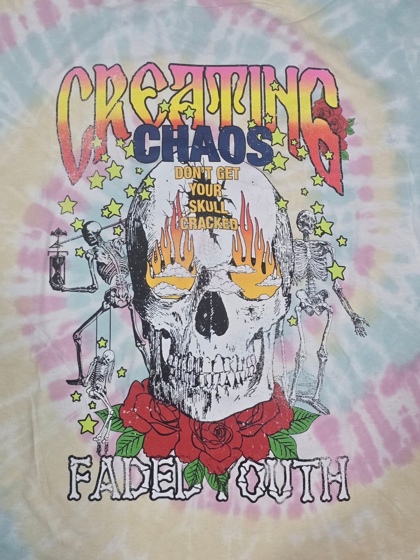 mnml Creating Chaos Skull Faded Youth Tie Dye Graphic T-Shirt 3