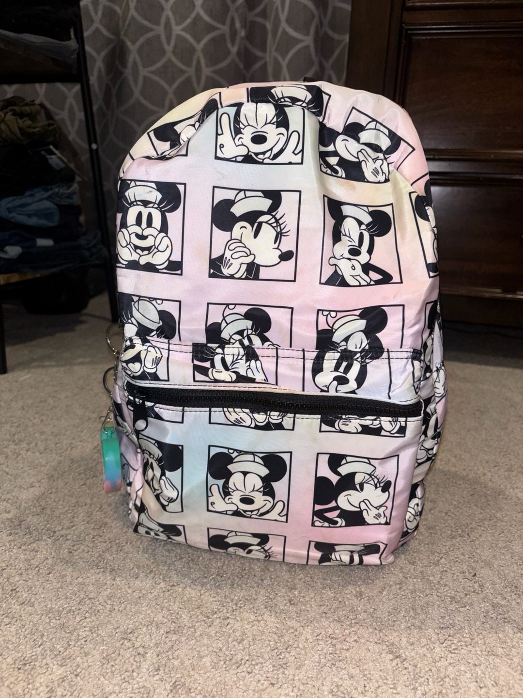Disney Minnie Mouse Bioworld Pink Rainbow Expressions Backpack 1