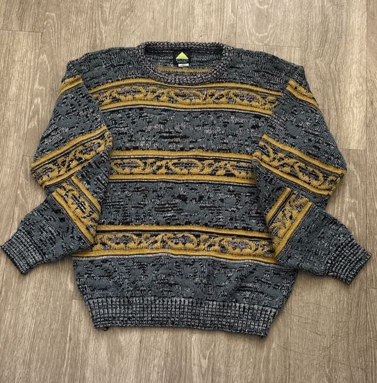 Vintage Out Of Bounds Geometric Pattern Knit Sweater Size Small Made in USA 2