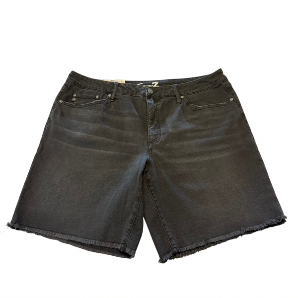 Seven7 Women's Relaxed Bermuda Mid Rise Denim Shorts Washed Black Size 16