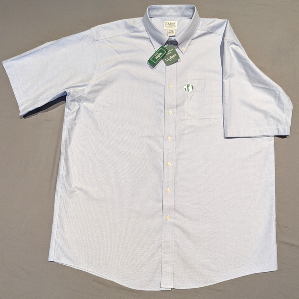 LL Bean Men's Traditional Fit Short-Sleeve Button-Down Shirt Light Blue 18-Tall