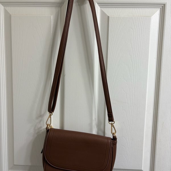 Malibu Skye Brown Faux Leather Flap Crossbody Bag with Tassel