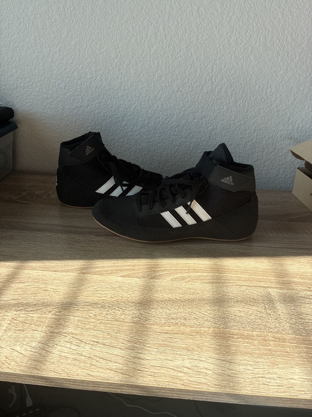 Adidas HVC 2 Black White Wrestling Boxing Shoes AQ3325 Men’s 7.5 3