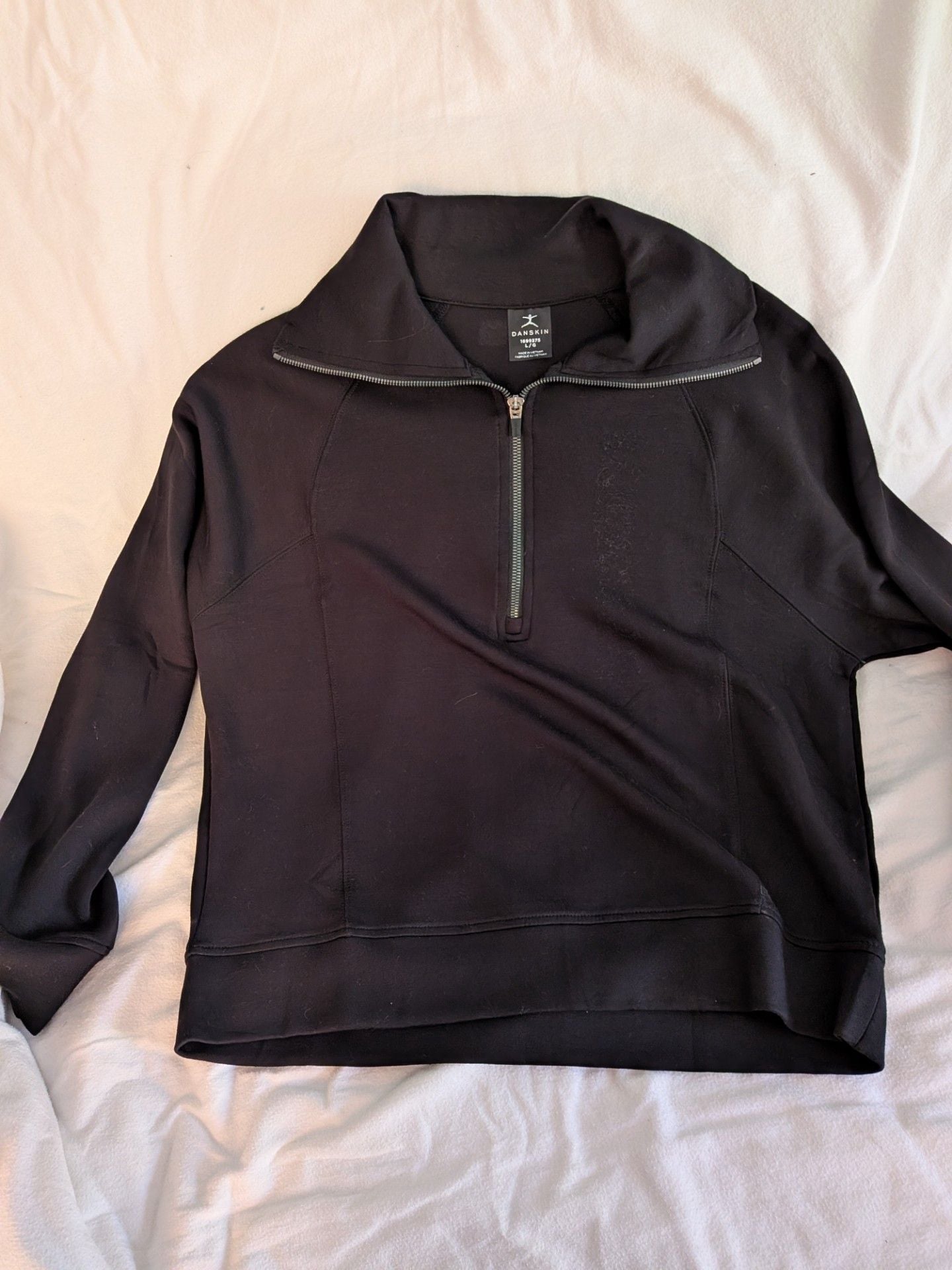 Danskin Women's Black Half Zip Pullover Sweater Size L 2