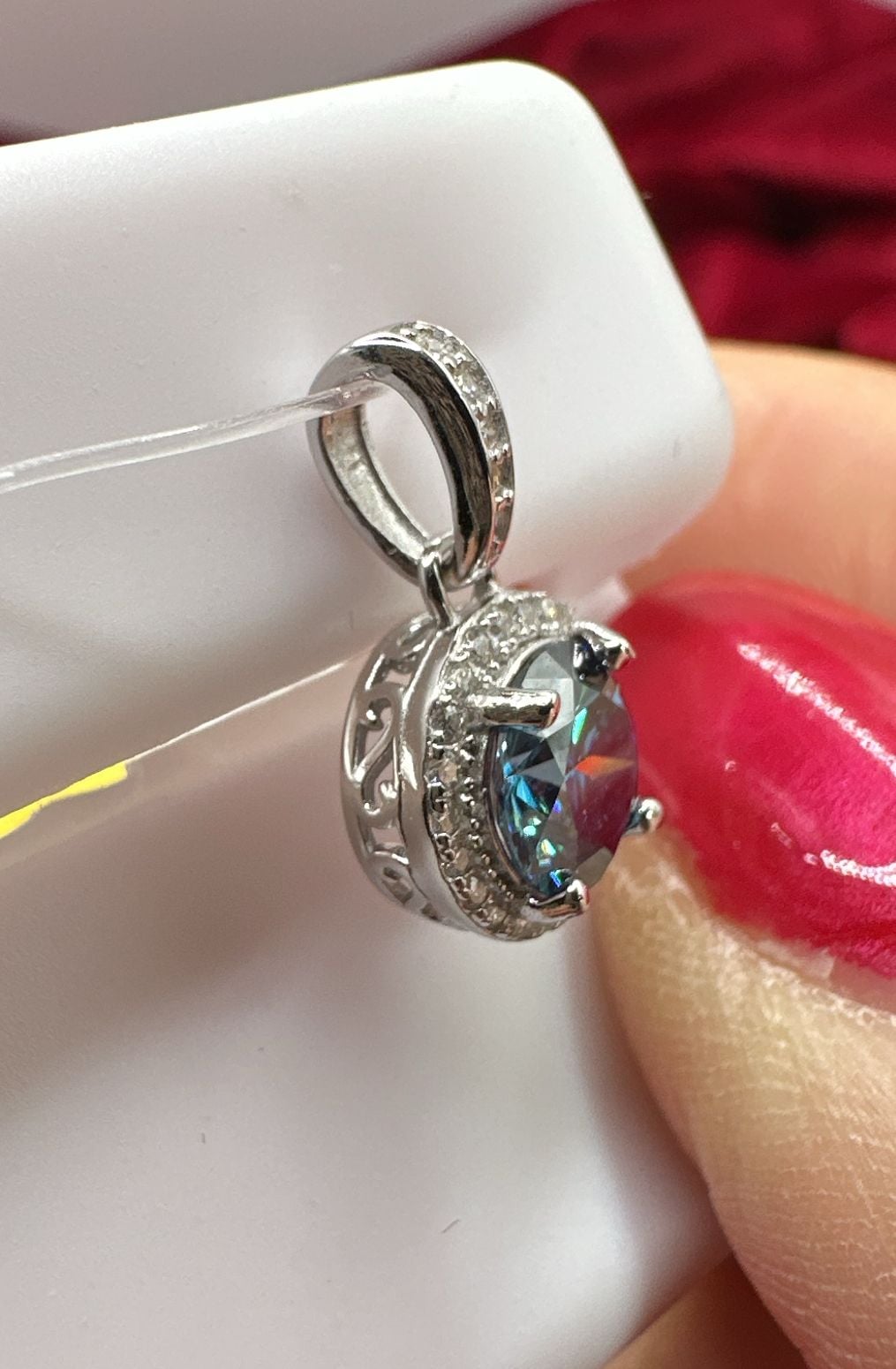 New 925 Sterling Silver Blue Sapphire Pendant & Stud Earrings Set 2