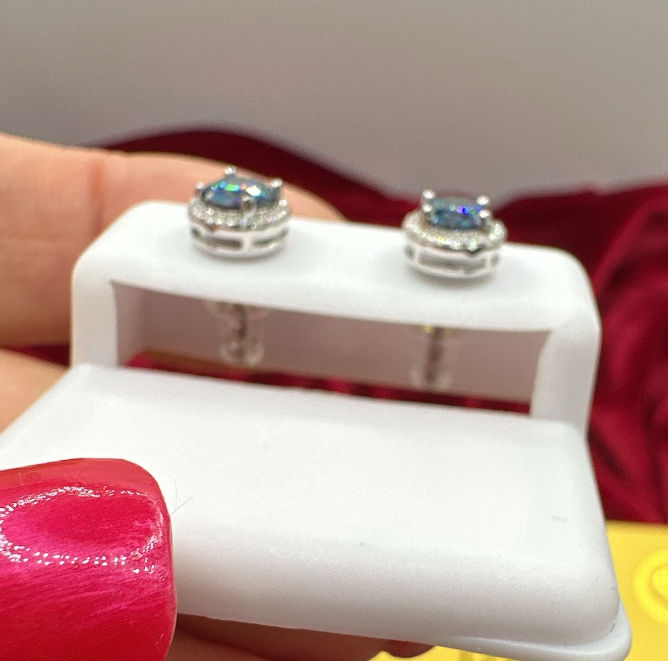 New 925 Sterling Silver Blue Sapphire Pendant & Stud Earrings Set 3