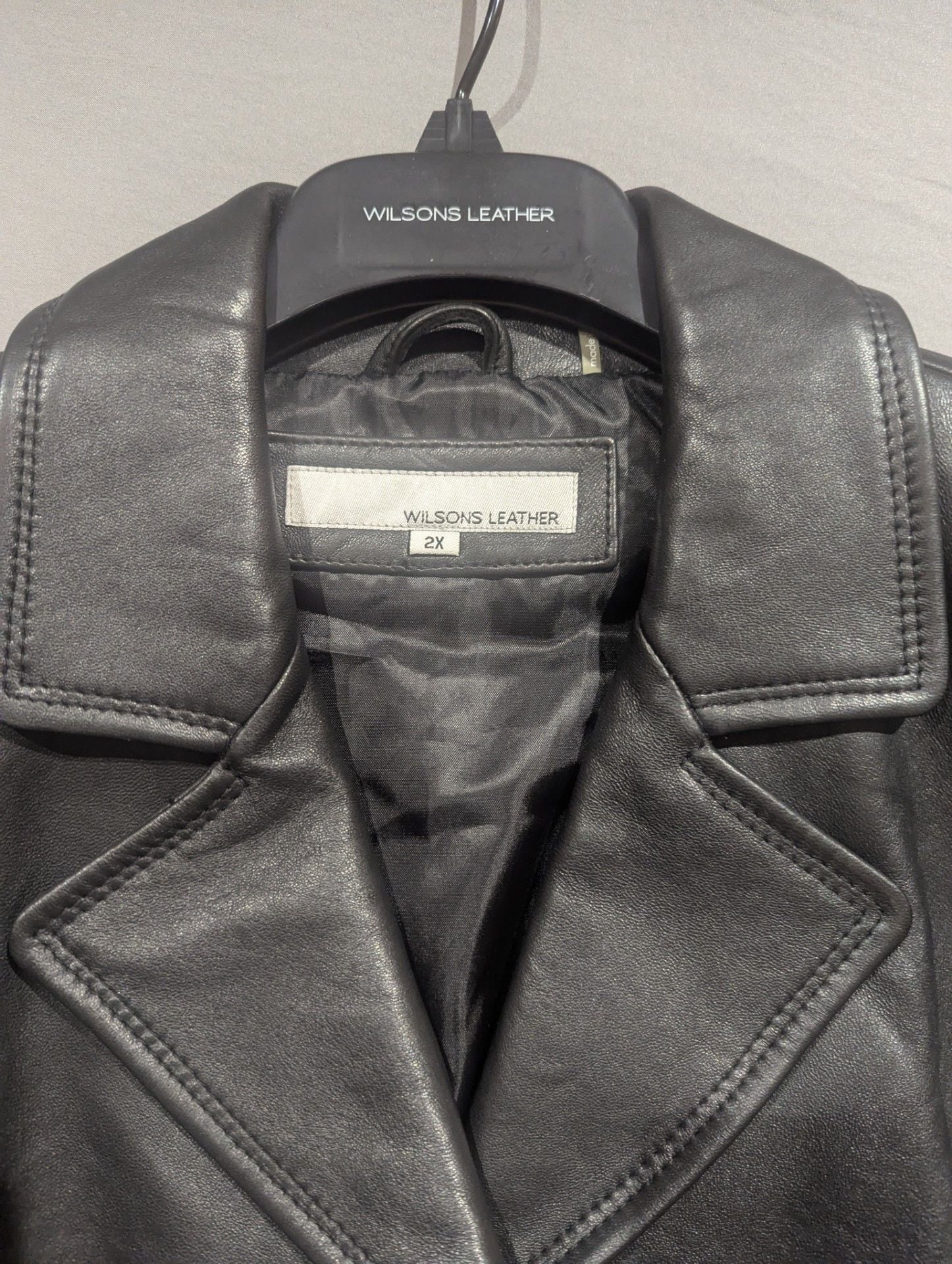 Wilsons Leather Black Genuine Leather Button Blazer Jacket 2X 3