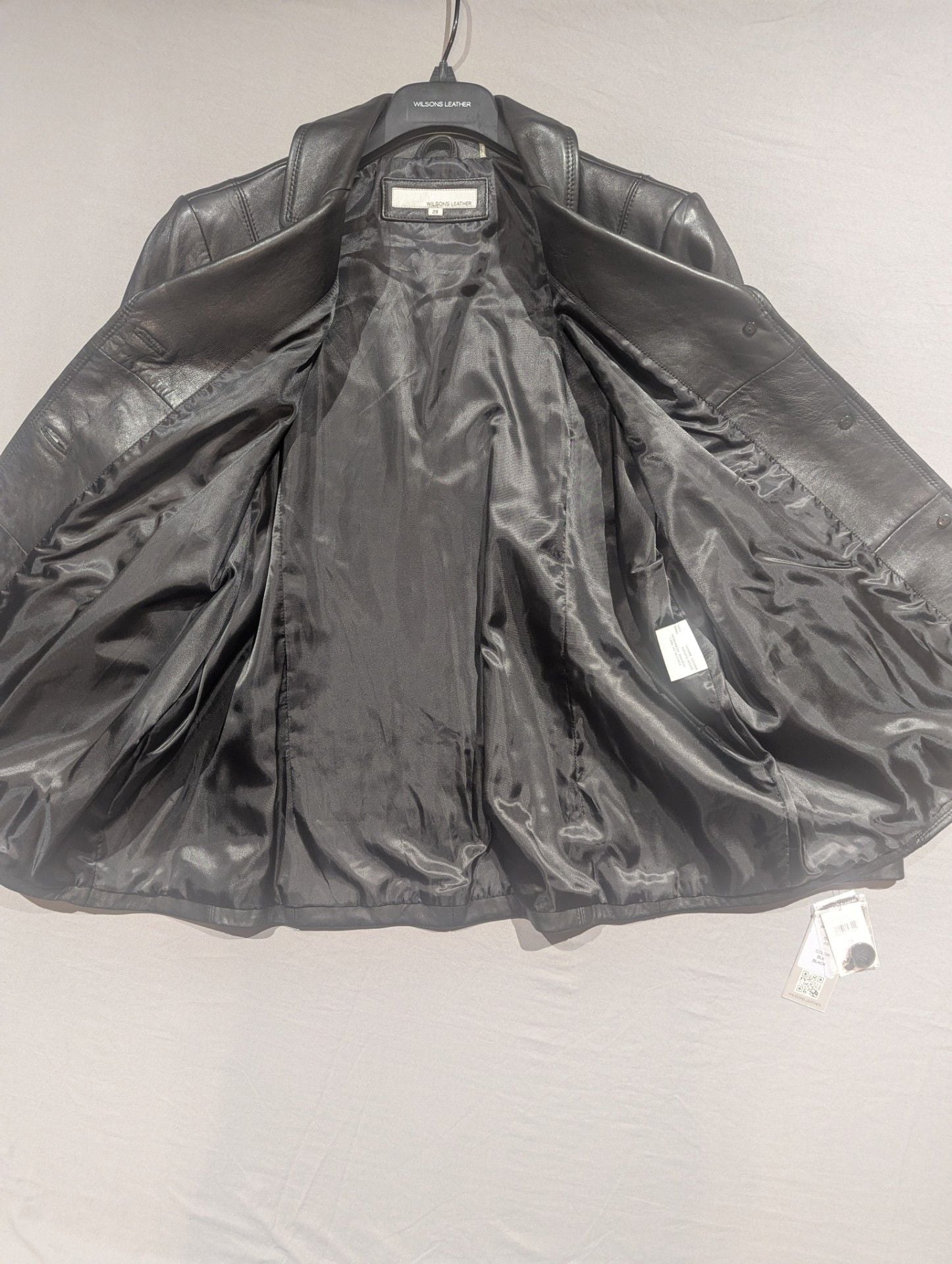 Wilsons Leather Black Genuine Leather Button Blazer Jacket 2X 4