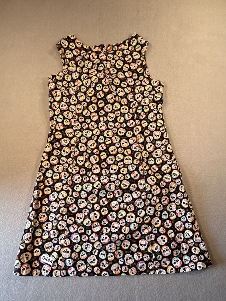 Abrazos San Miguel de Allende Day of the Dead Sugar Skull Cotton Sleeveless Dress Size M 2