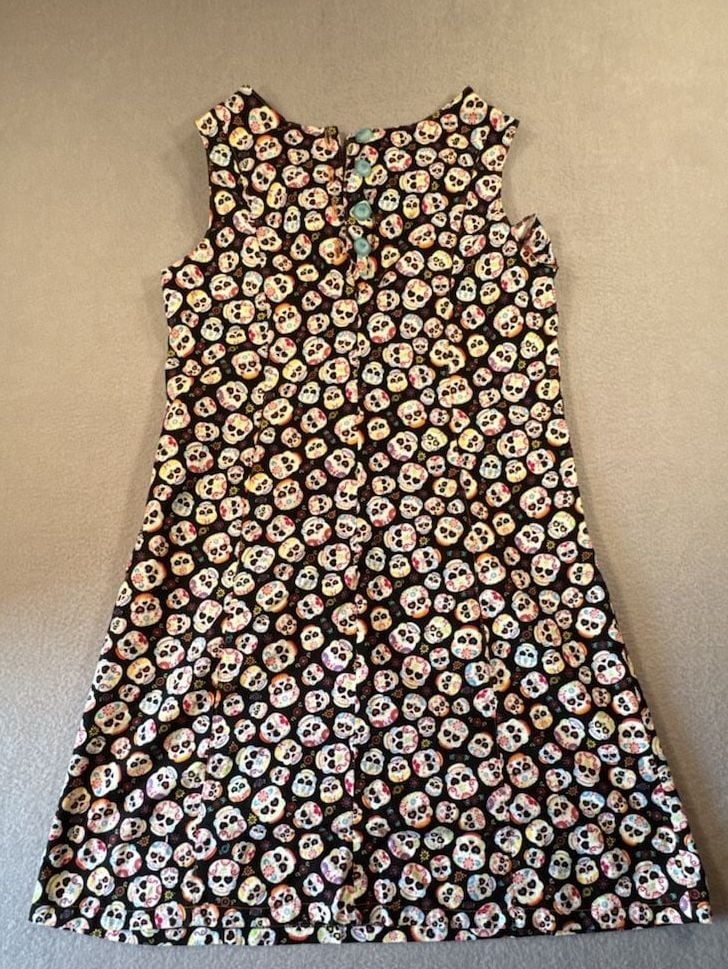 Abrazos San Miguel de Allende Day of the Dead Sugar Skull Cotton Sleeveless Dress Size M 5