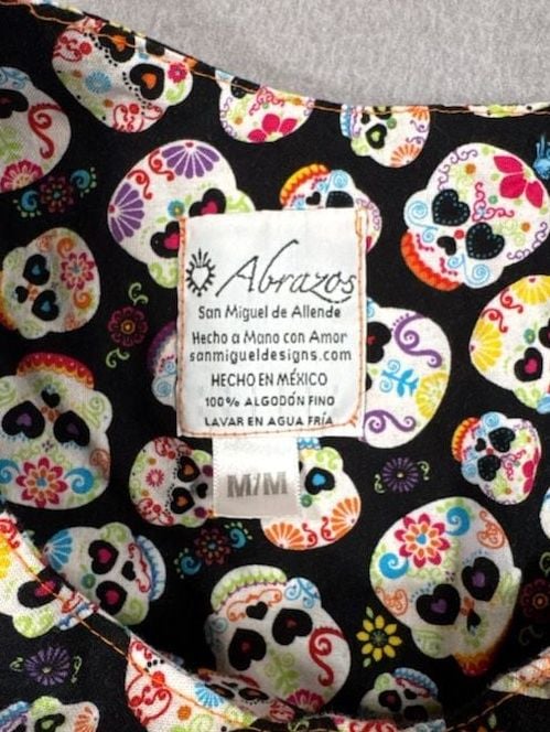 Abrazos San Miguel de Allende Day of the Dead Sugar Skull Cotton Sleeveless Dress Size M 4