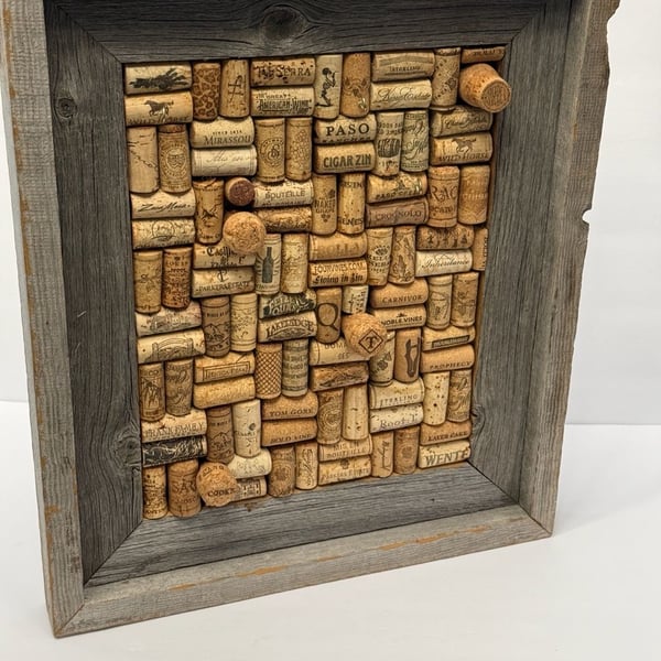 Handcrafted Wine Cork Board in Reclaimed Wood Frame