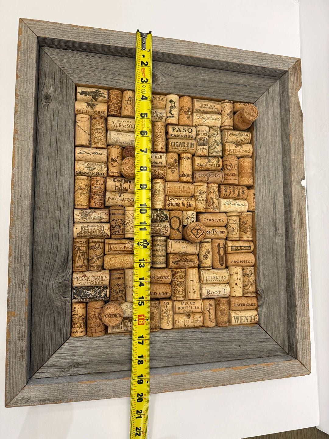 Handcrafted Wine Cork Board in Reclaimed Wood Frame 9