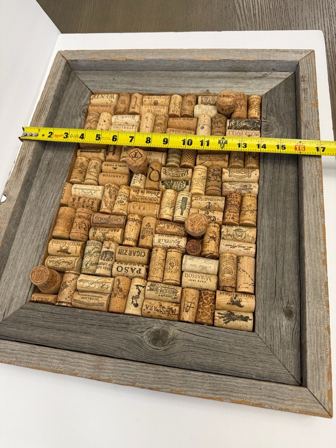 Handcrafted Wine Cork Board in Reclaimed Wood Frame 10