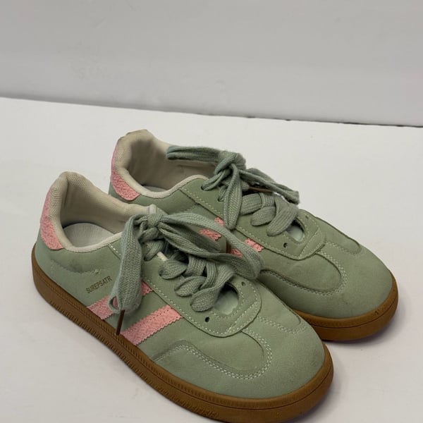 Women's Suede Casual Sneakers in Sage/Pink