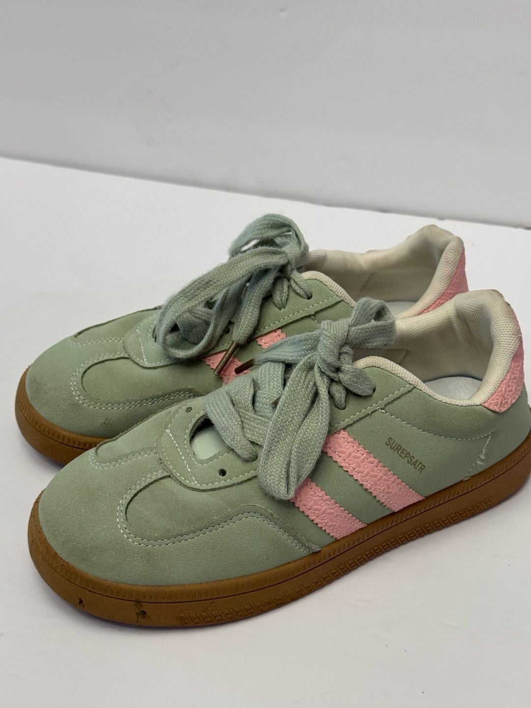 Women's Suede Casual Sneakers in Sage/Pink 4