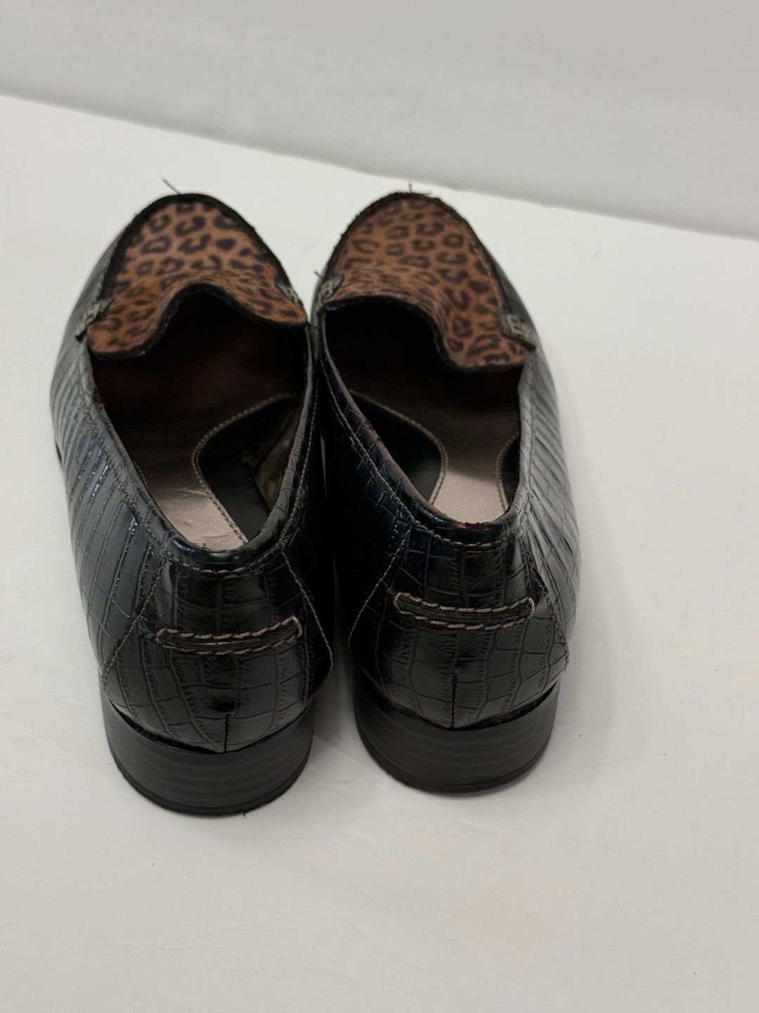 Eurosoft by Soft Black Croc-Embossed Leopard Print Loafers 7