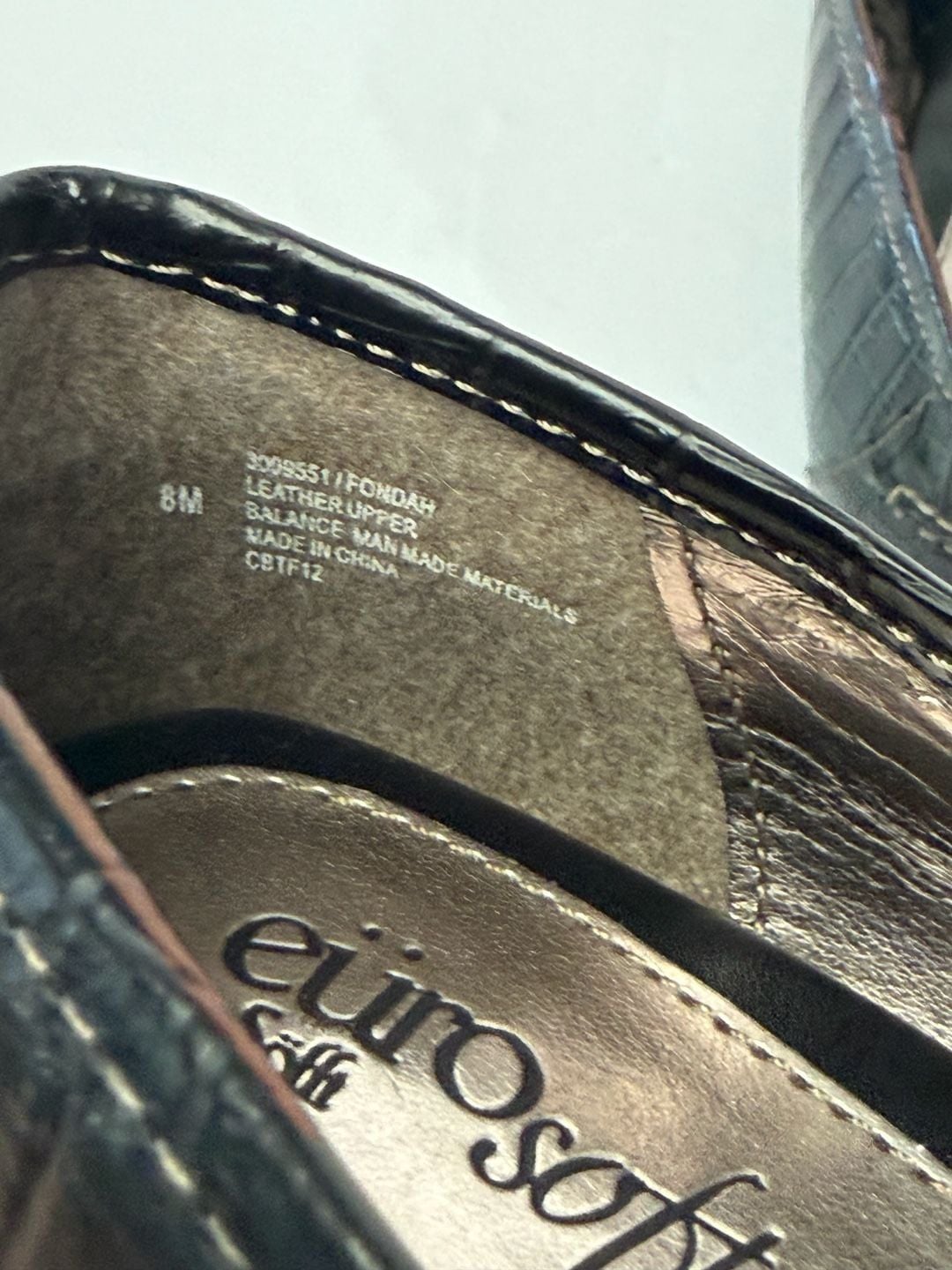 Eurosoft by Soft Black Croc-Embossed Leopard Print Loafers 8