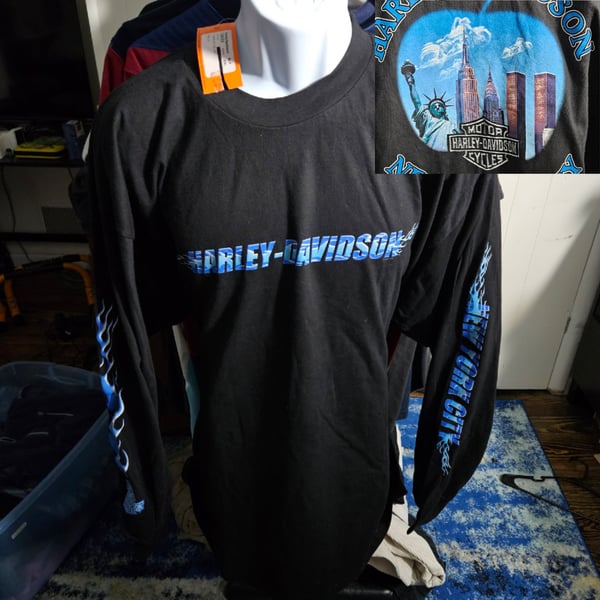 Rare 2001 Harley Davidson New York City Twin Towers Shirt XXL