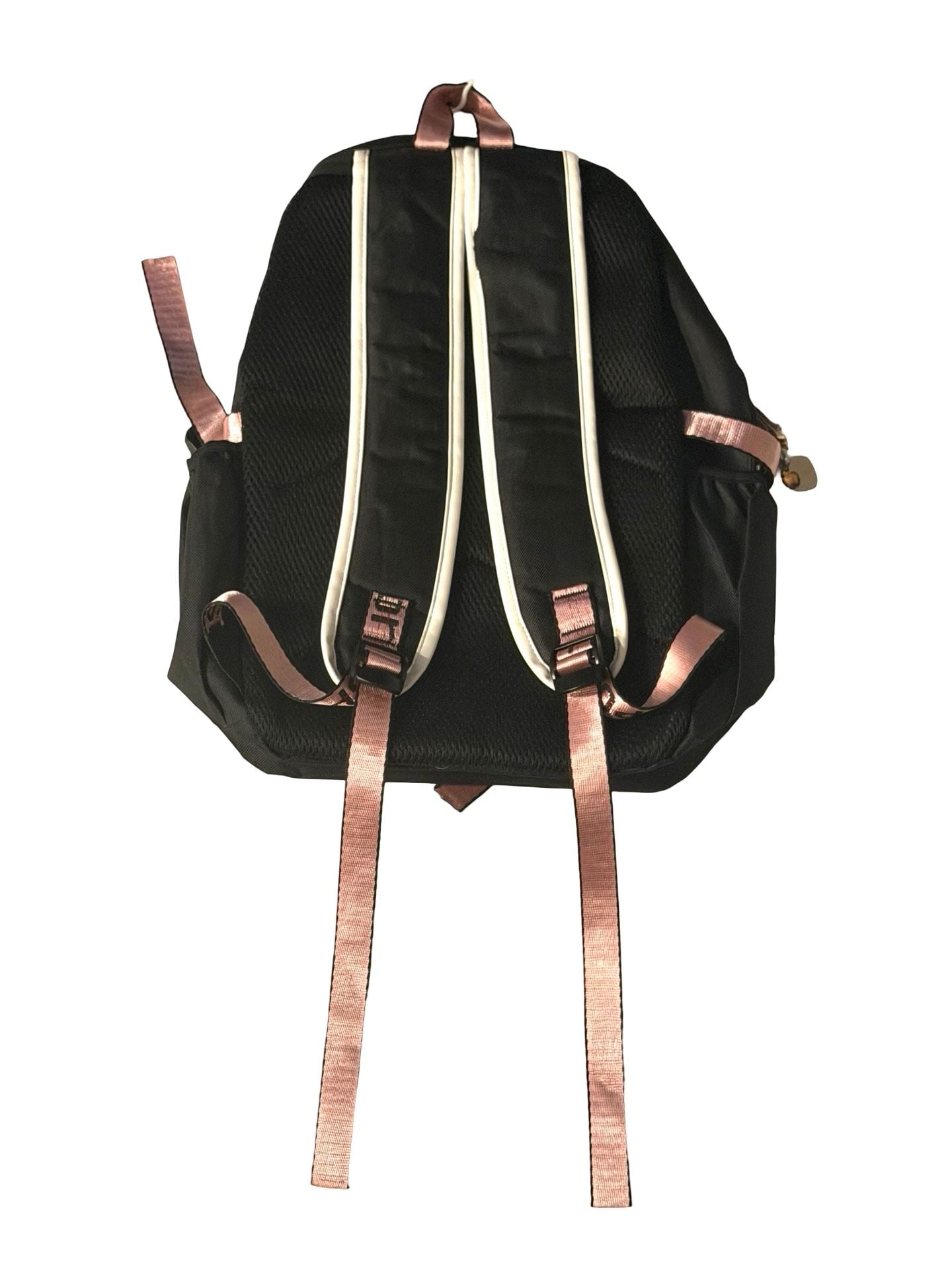 Faith Hope Love Graphic Black and White School Backpack with Pink Straps 3
