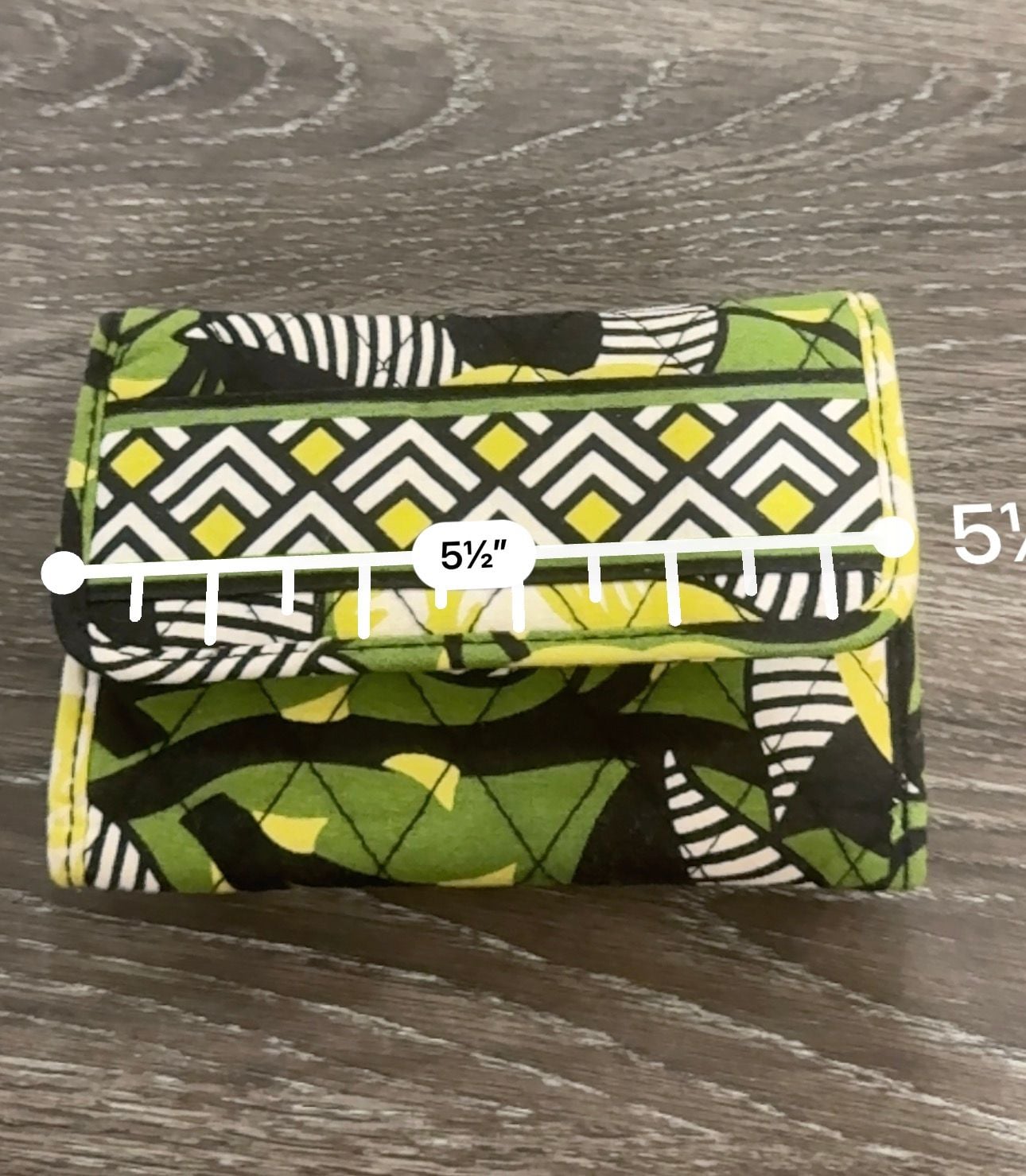 Vera Bradley Lime’s Up Tri Fold Wallet Green Yellow Black 8