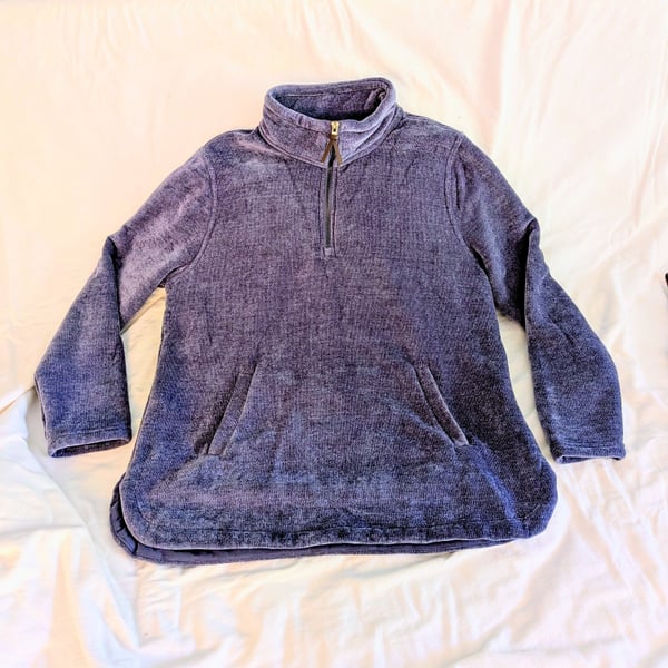 32 Degrees Heat Plush Ribbed Quarter Zip Pullover Blue Size L