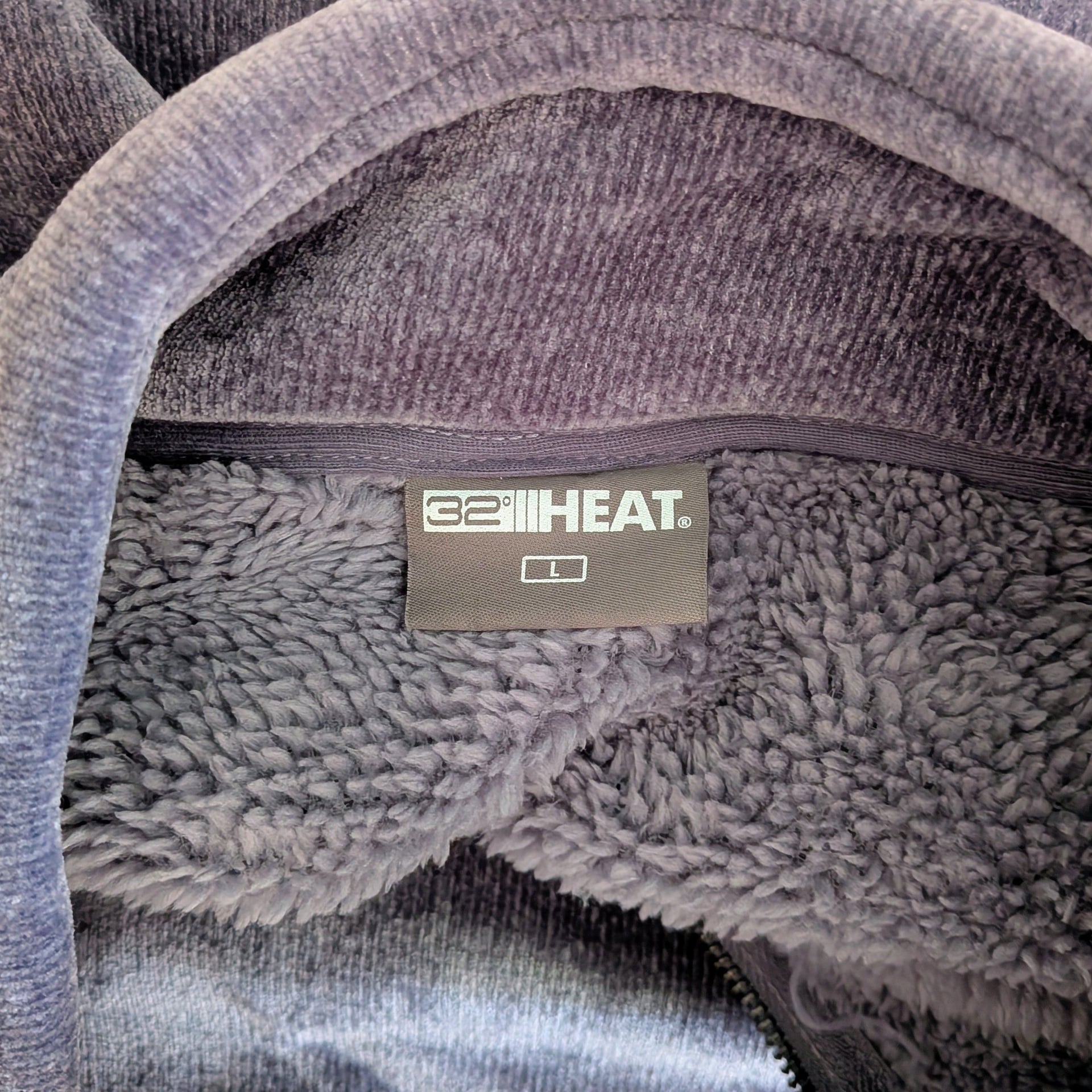 32 Degrees Heat Plush Ribbed Quarter Zip Pullover Blue Size L 3