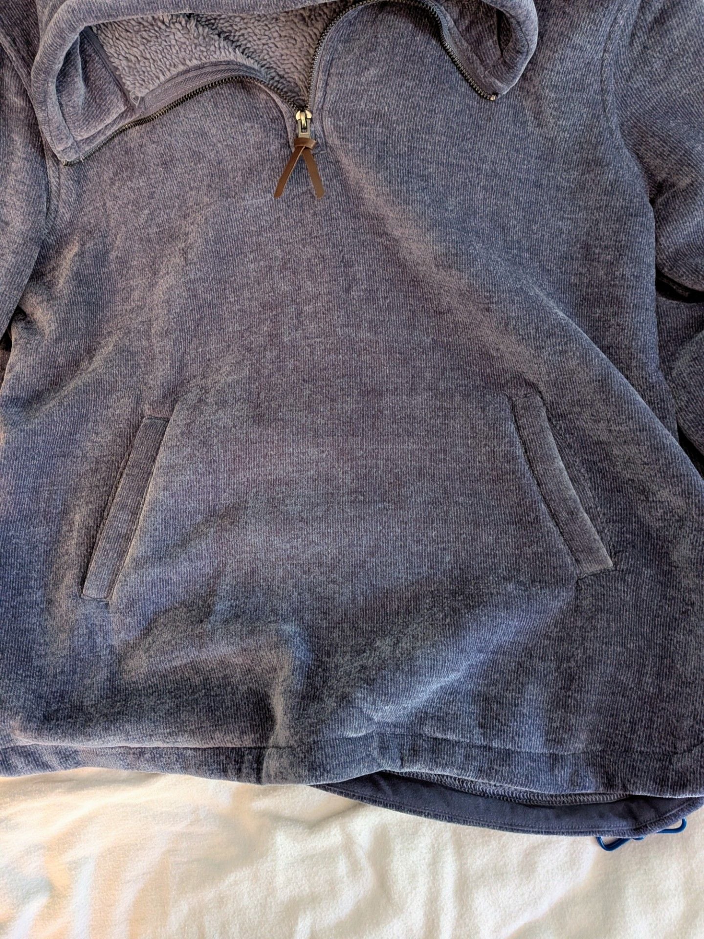 32 Degrees Heat Plush Ribbed Quarter Zip Pullover Blue Size L 6