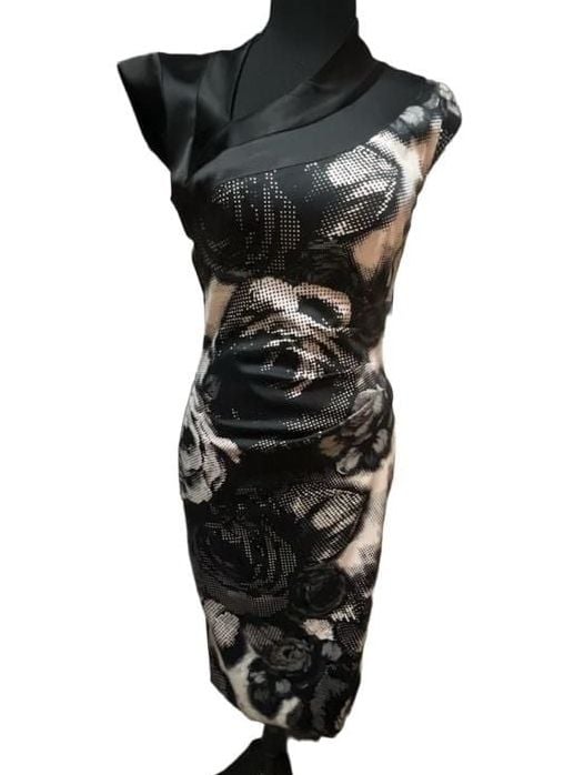 Karen Millen Black and White Floral Print Pencil Dress 2