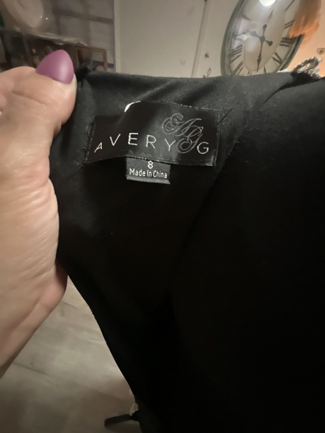 Avery G Black Bodycon Cocktail Dress with Creamy Gold Lace Accents, Size 8 6