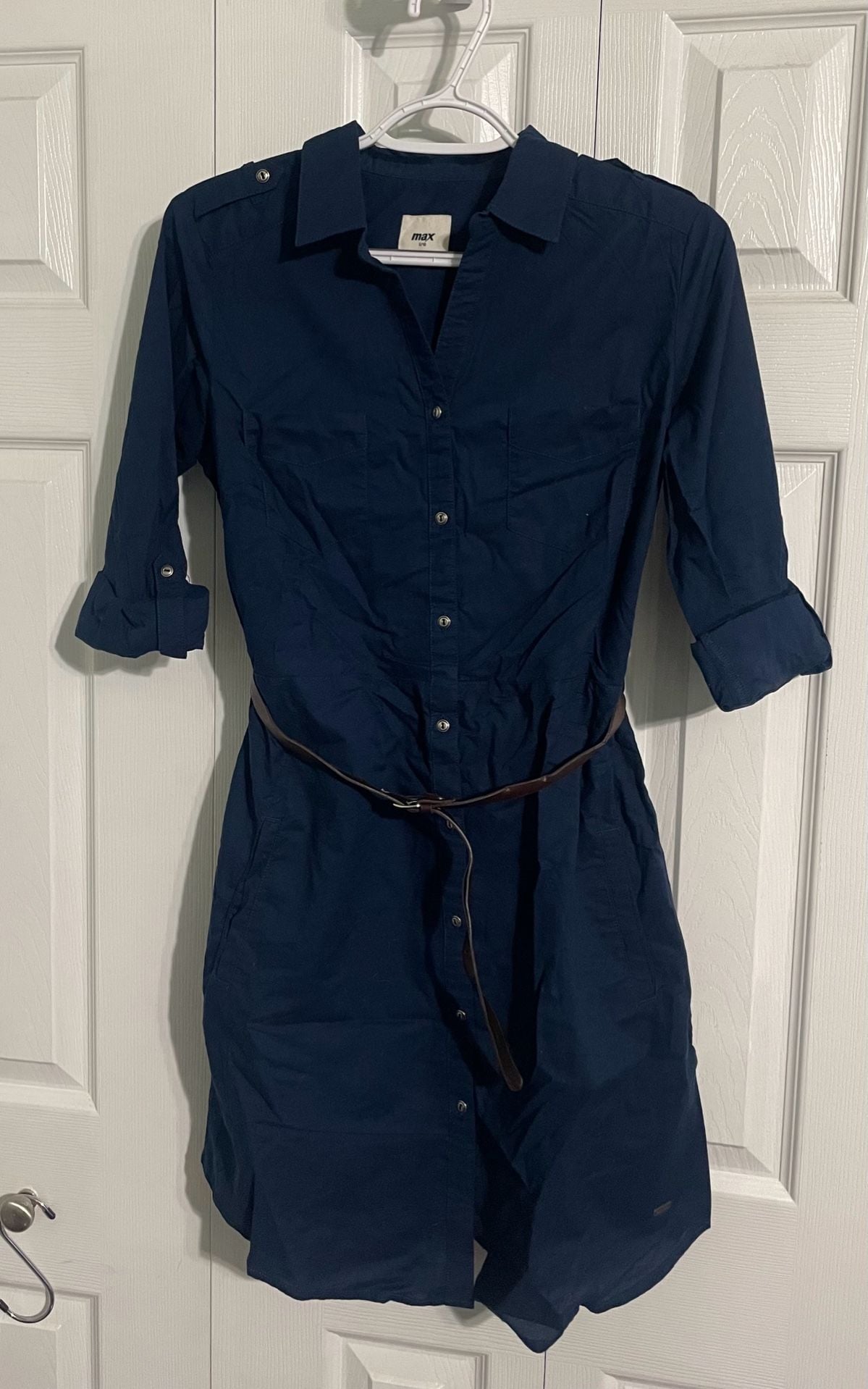MAX Navy Blue Dress with Belt 2