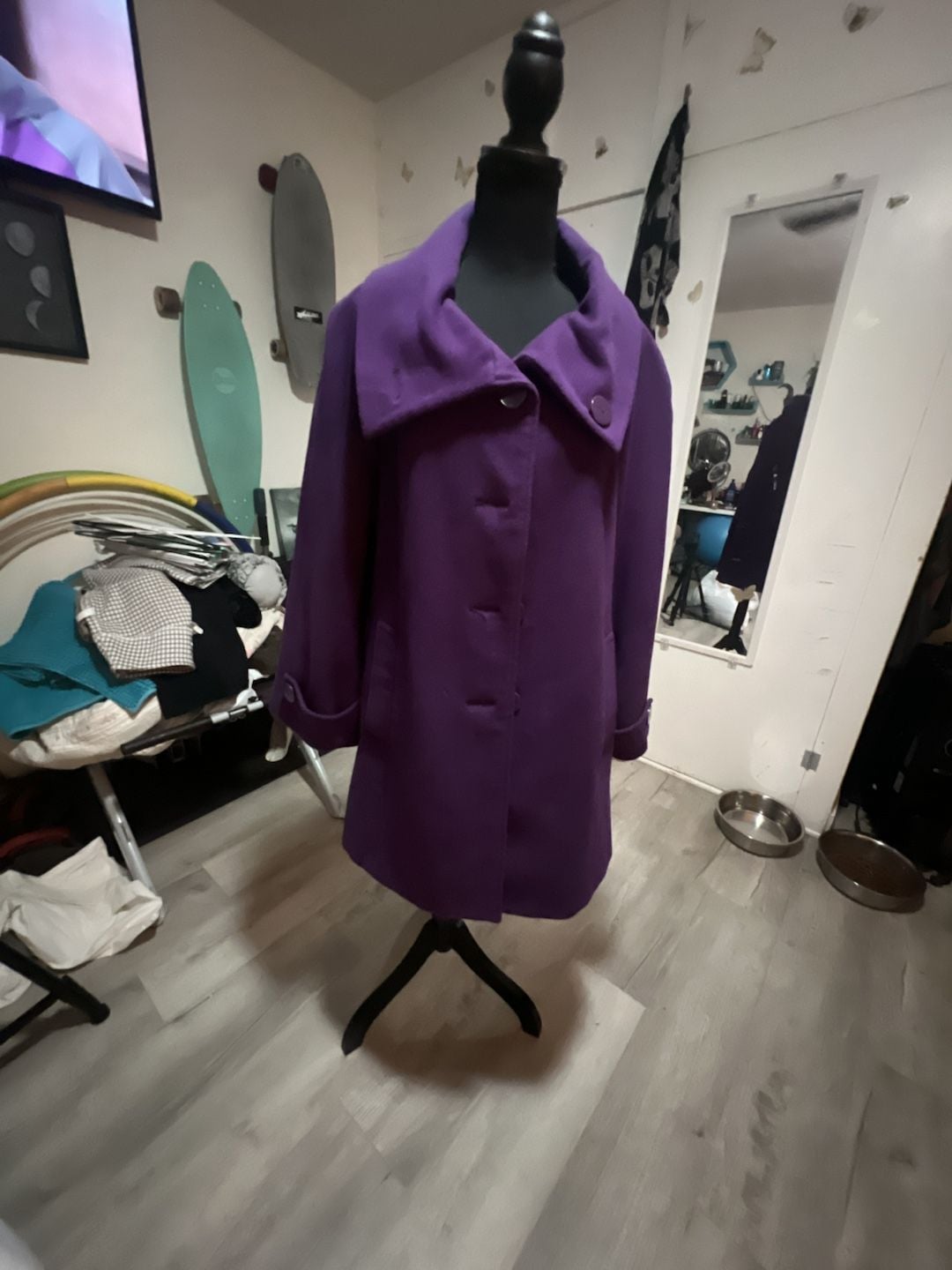 Chadwicks Purple Wool Blend Coat, Size 8 2